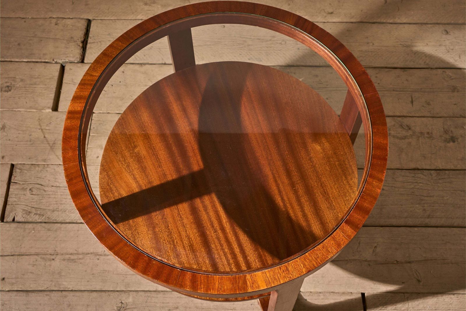 Art Deco Teak And Glass Two Tiered Coffee Table photo for sale