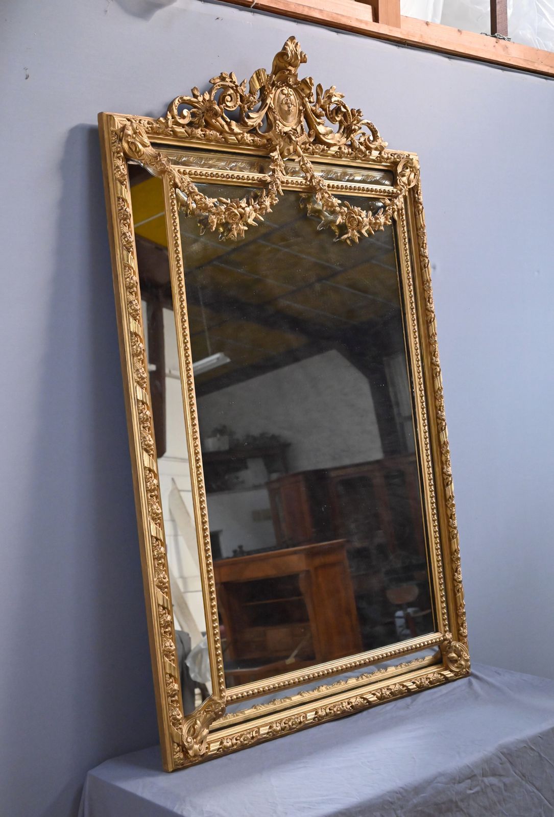 Home Decor Important Louis XVI Style Mirror With Parclosed Panels – Late 19th Century photo