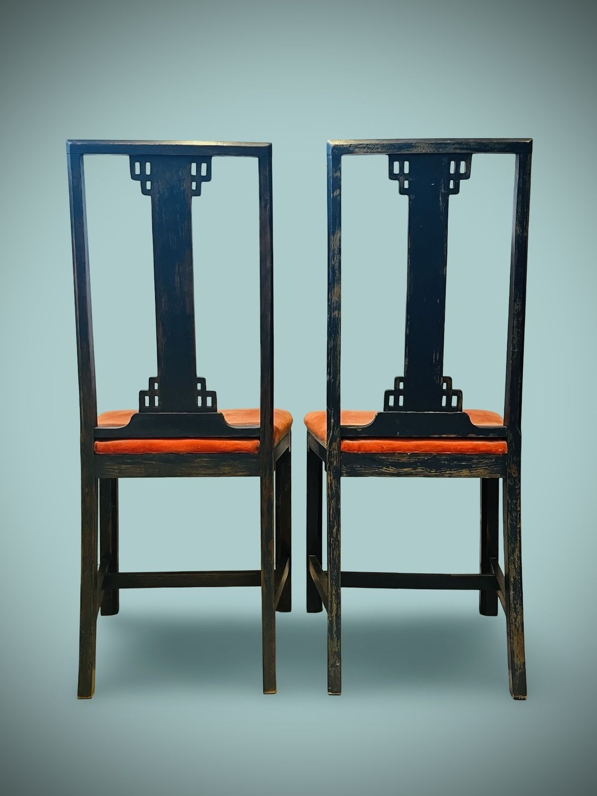 A Pair Of Good Aesthetic Period Chinoiserie Japanned Chairs C.1900 Antique photo for sale