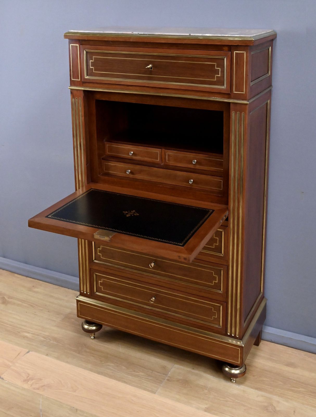 photo buy Mahogany Secretary Desk, Louis XVI Style, Napoleon III Period – Second Half Of The 19th Century