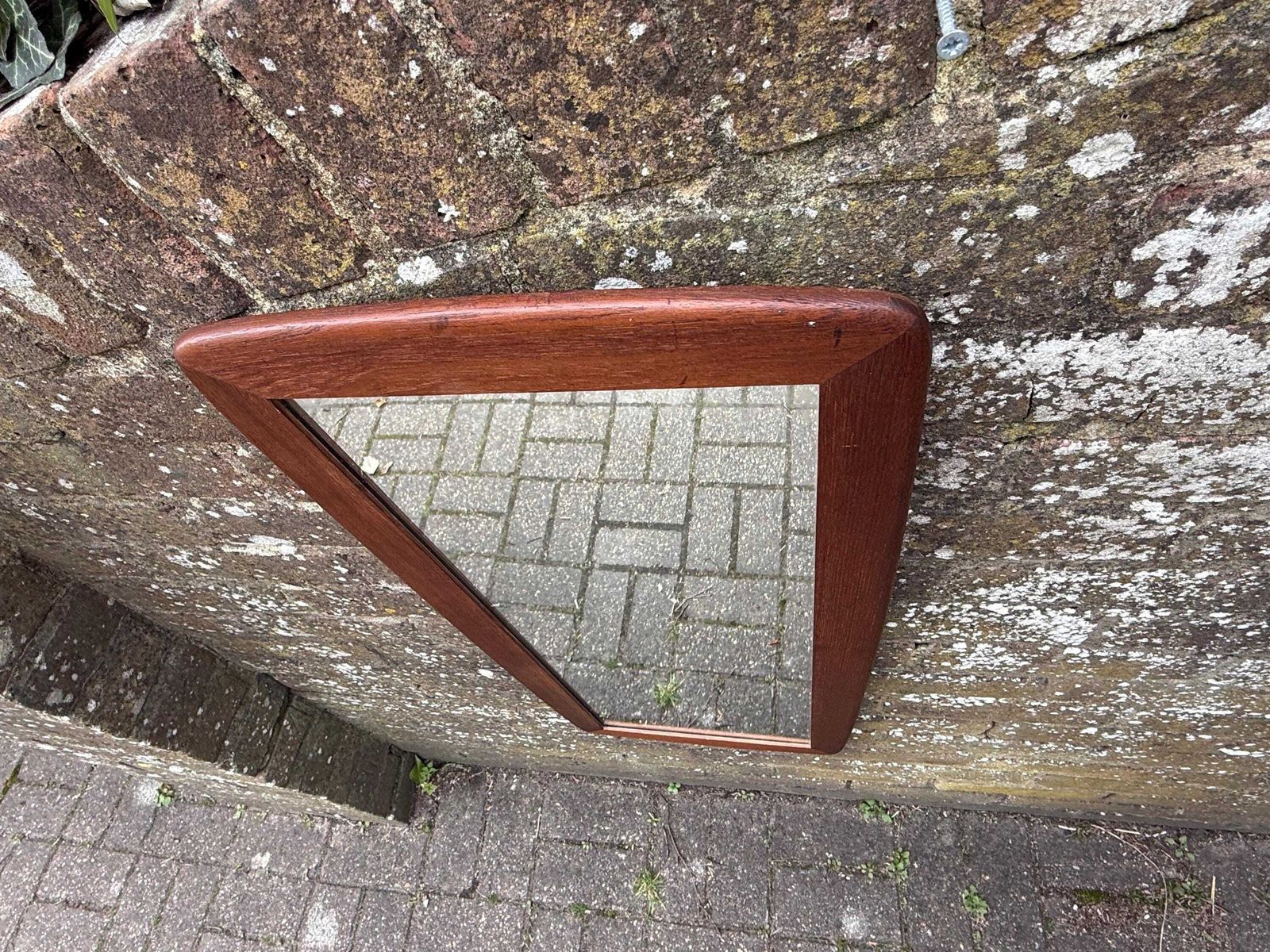 photo buy Mid Century Teak Wall Mirror, 1960s Danish Style Rectangular Mirror, Vintage Wooden Frame Mirror, Retro Home Decor