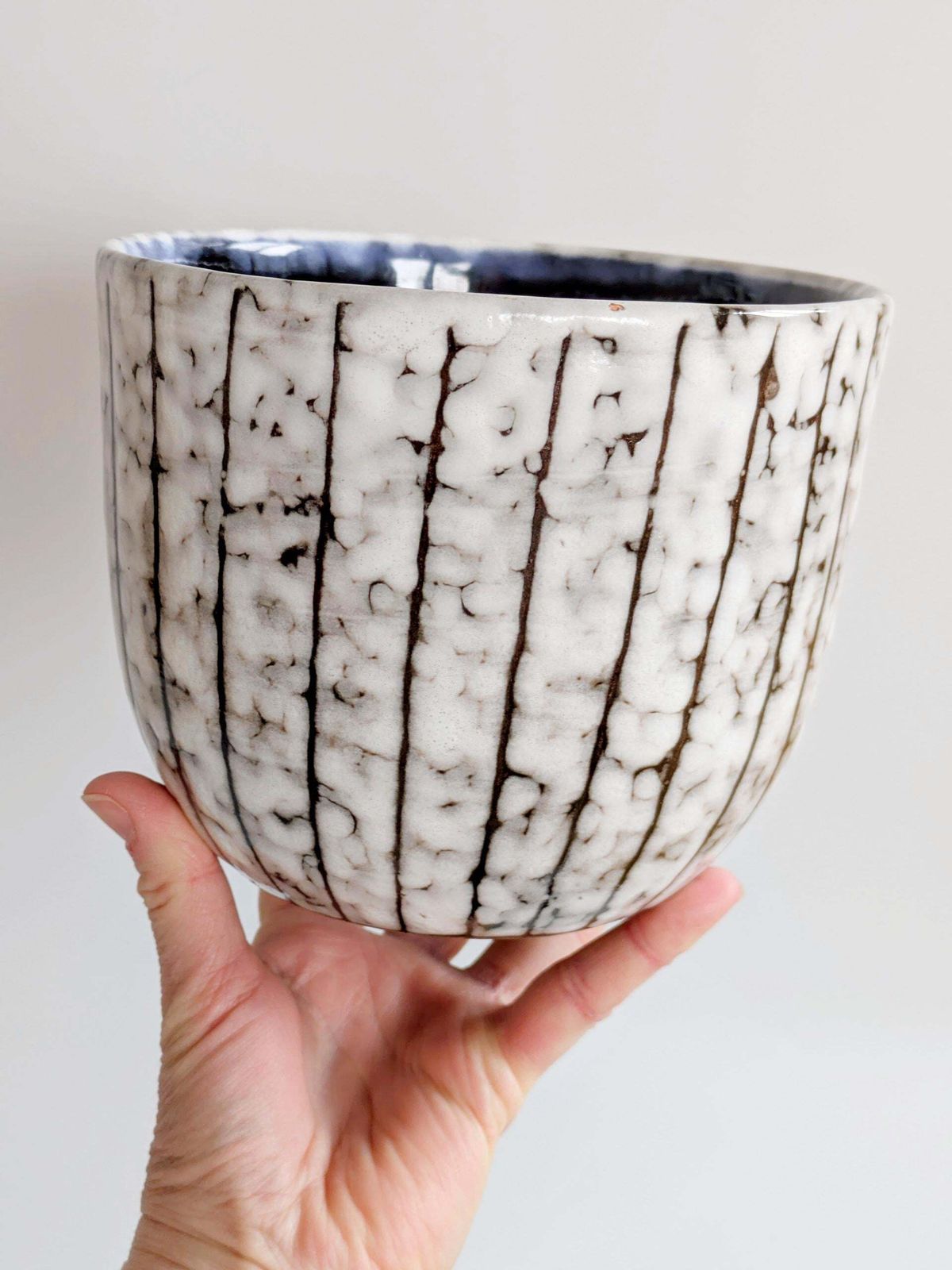 Vintage Hungarian Majolica Planter, Whitewashed Glaze, Sgraffito Designs, Midcentury Ceramic photo for sale