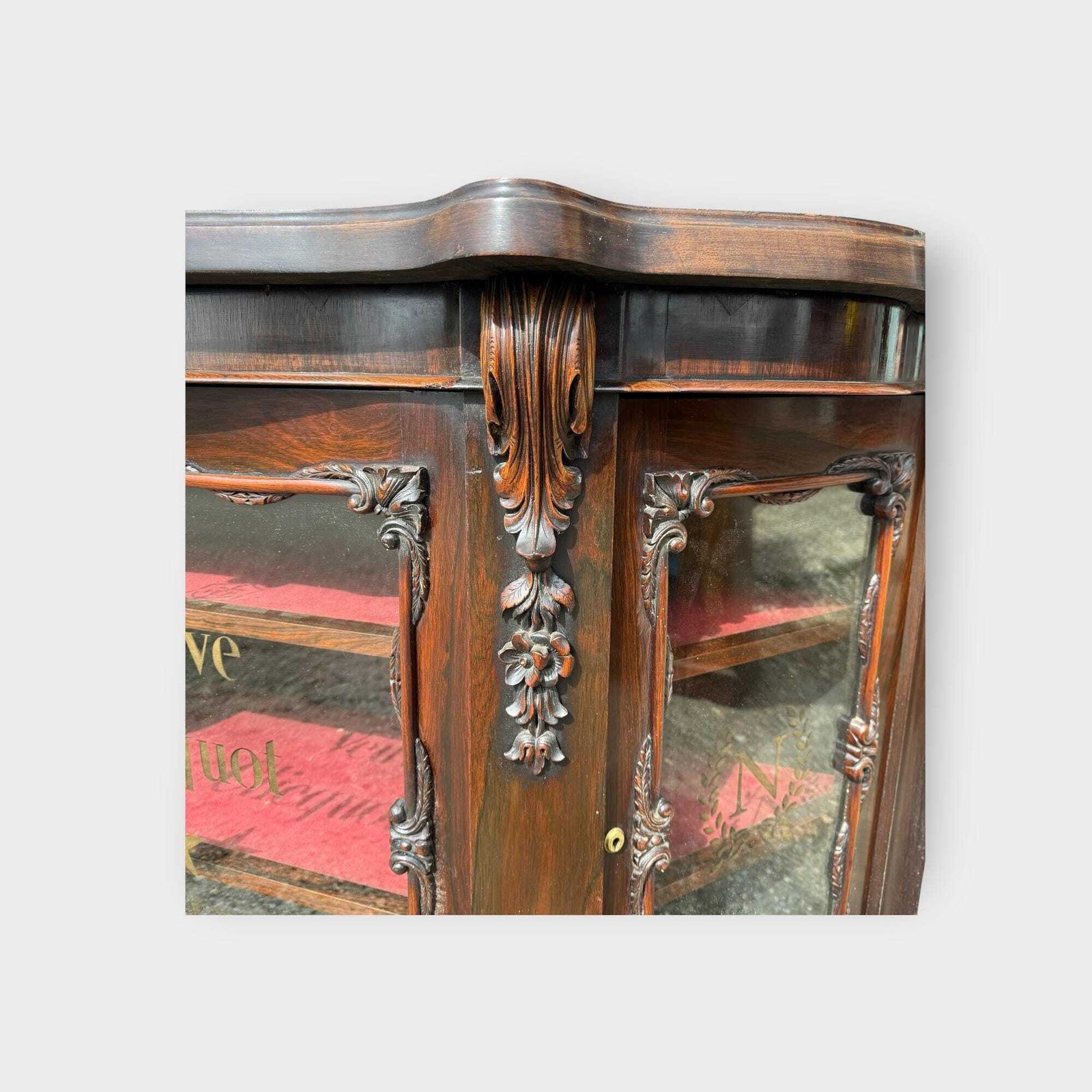 Stunning Antique 3 Door Credenza Low Bookcase With Later Lettering photo Furniture