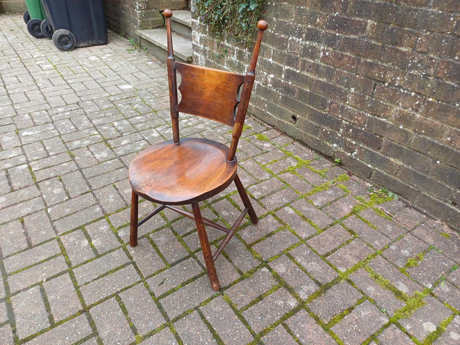 photo vinterior Antique Mahogany Childs Chair Arts And Crafts Occasional Chair Rustic Folk Furniture Early 20th Century.