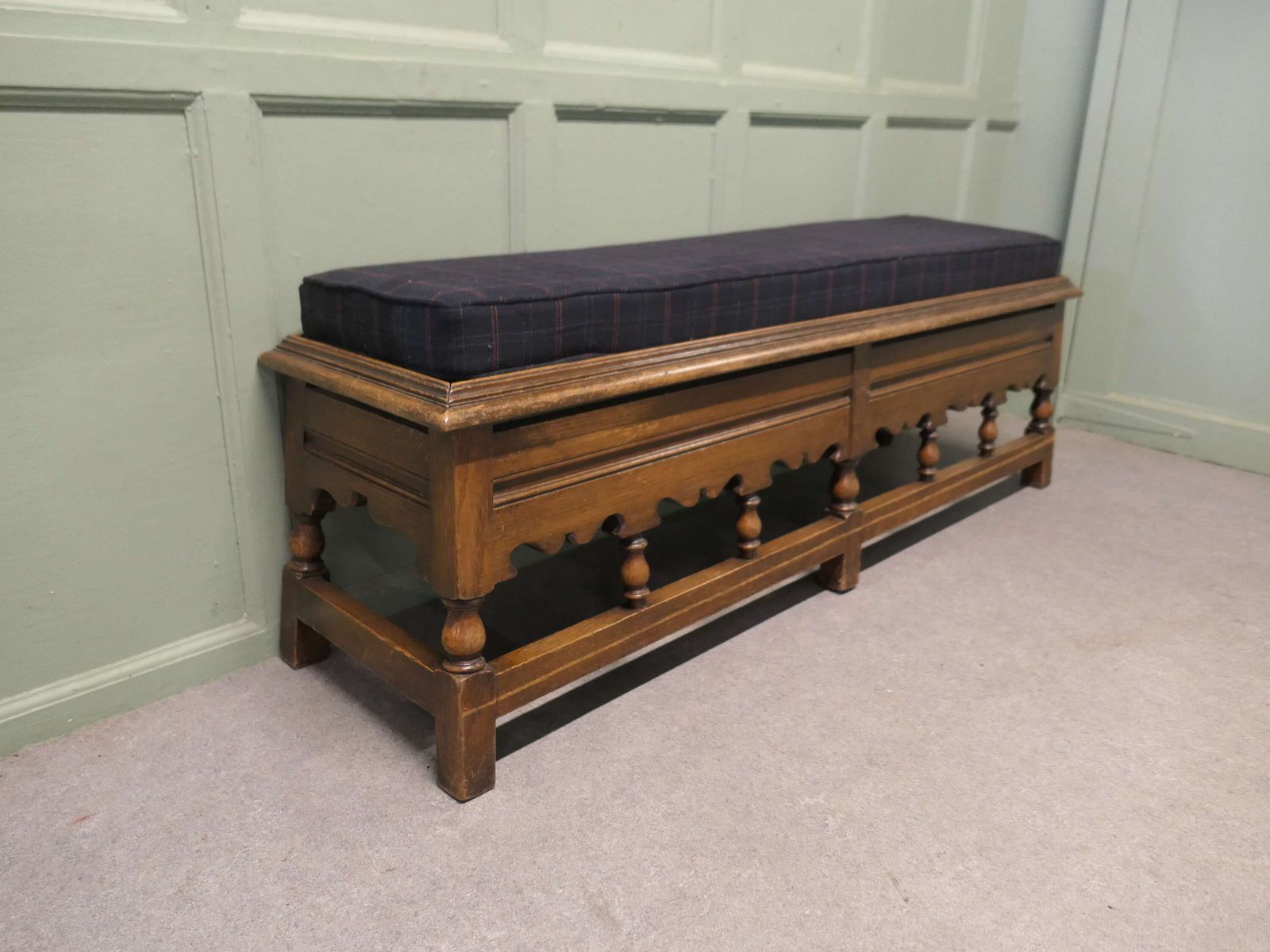 Hall Bench Boot Store Or Tweed Window Seat A Handsome Country Piece photo for sale