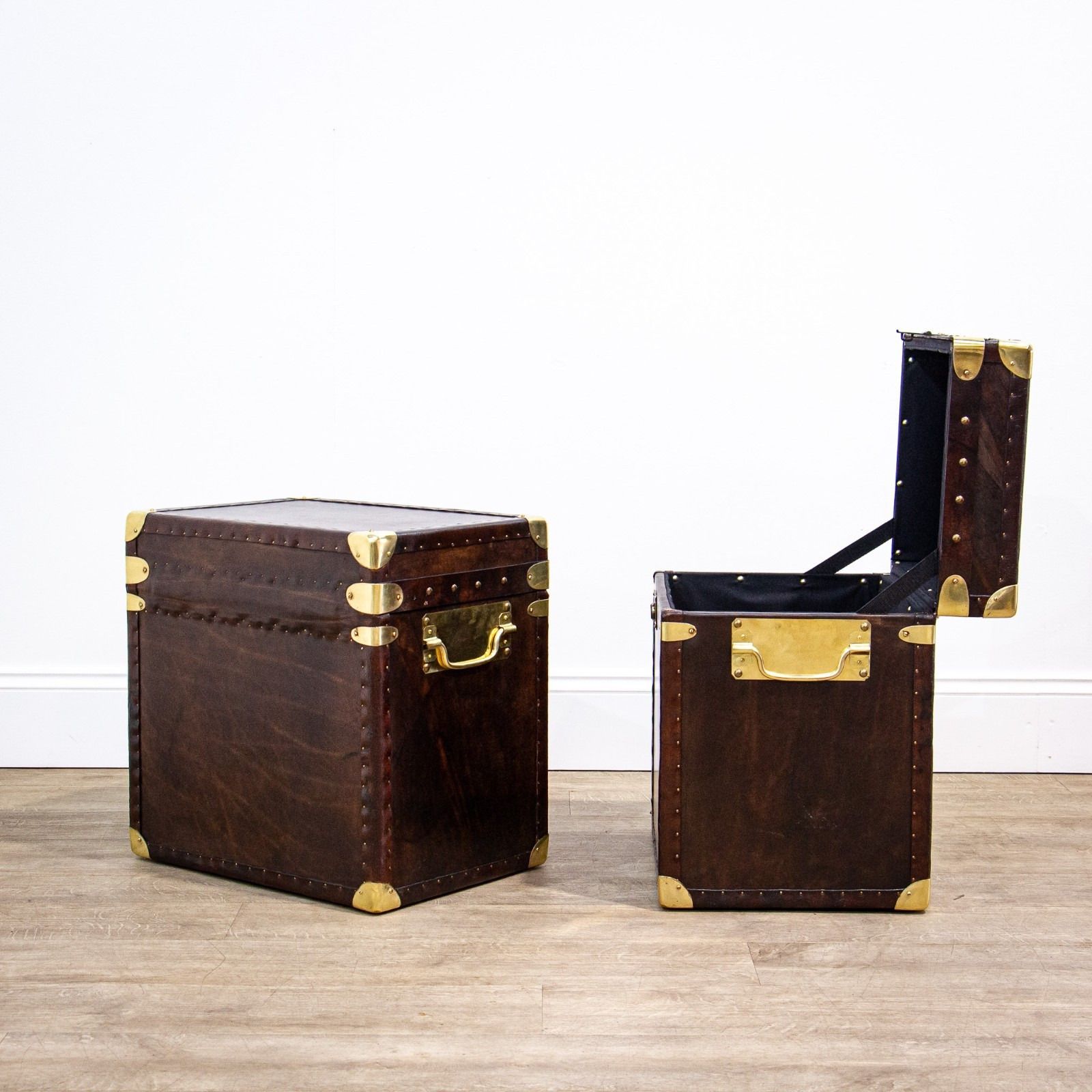 Pair Of Leather Trunks Or Storage Boxes photo vinterior