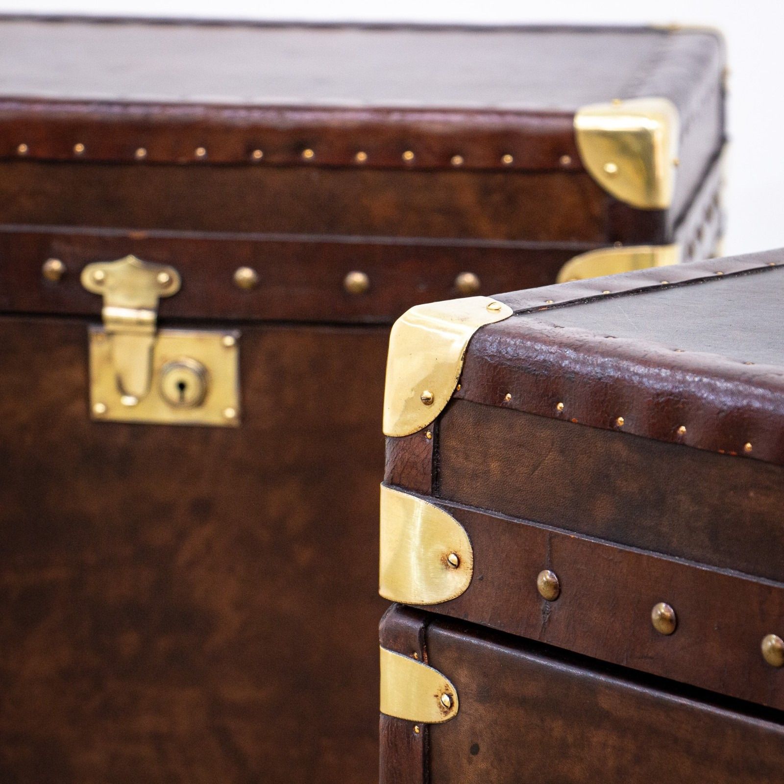 photo furniture Pair Of Leather Trunks Or Storage Boxes