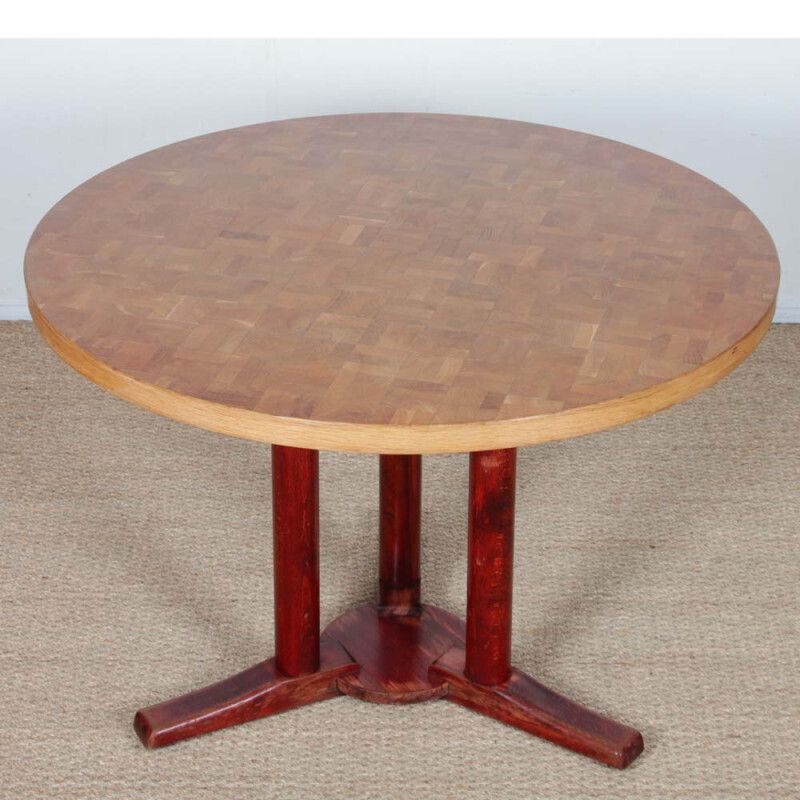 A Round Dining Table Made Of Reclaimed Wood, Dating From The 1980s photo Furniture