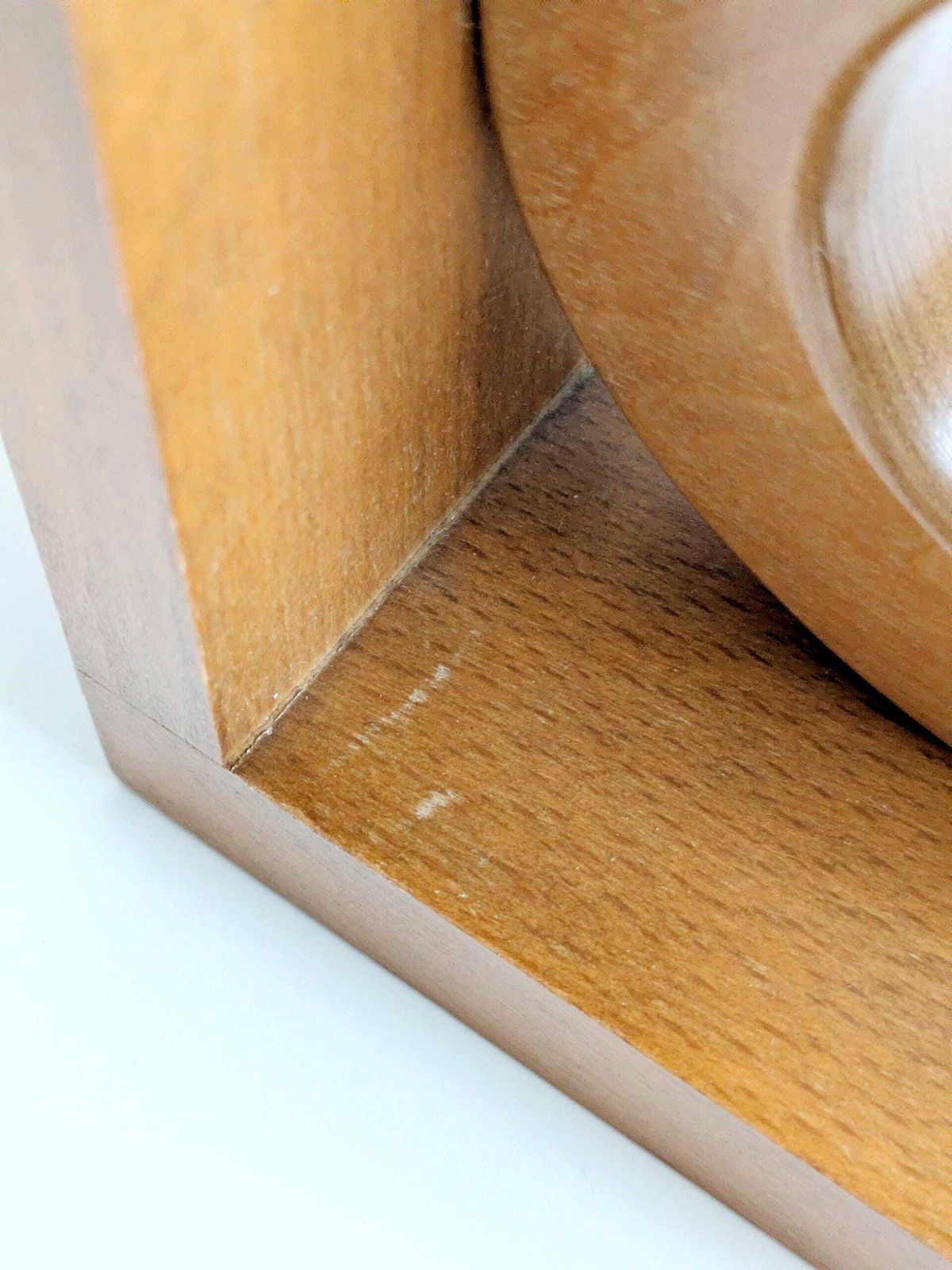 photo vinterior Midcentury Wooden Bookends Pair, Bauhaus Art Deco Style Hoop Design, Sculptural Shelf Decor