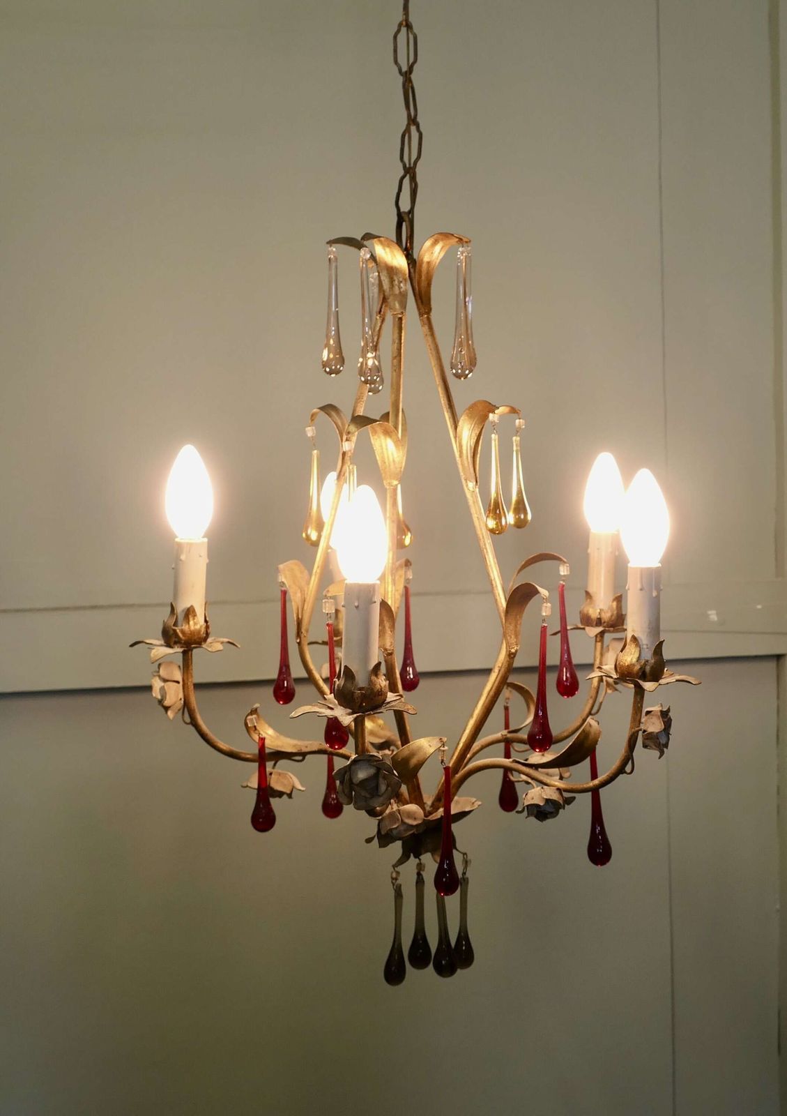 French Chandelier Hung With Coloured Crystal Teardrops This Is A Stunning Piece photo furniture