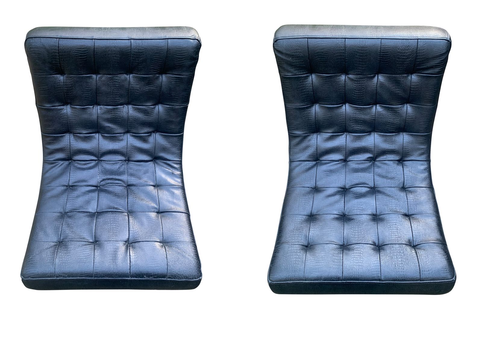Pair Of Arne Norell Faux Black Crocodile Mid Century Modern Design Lounge Chairs. Raised On Very Heavy Pedestal Circular Swivel Bases. photo vintage