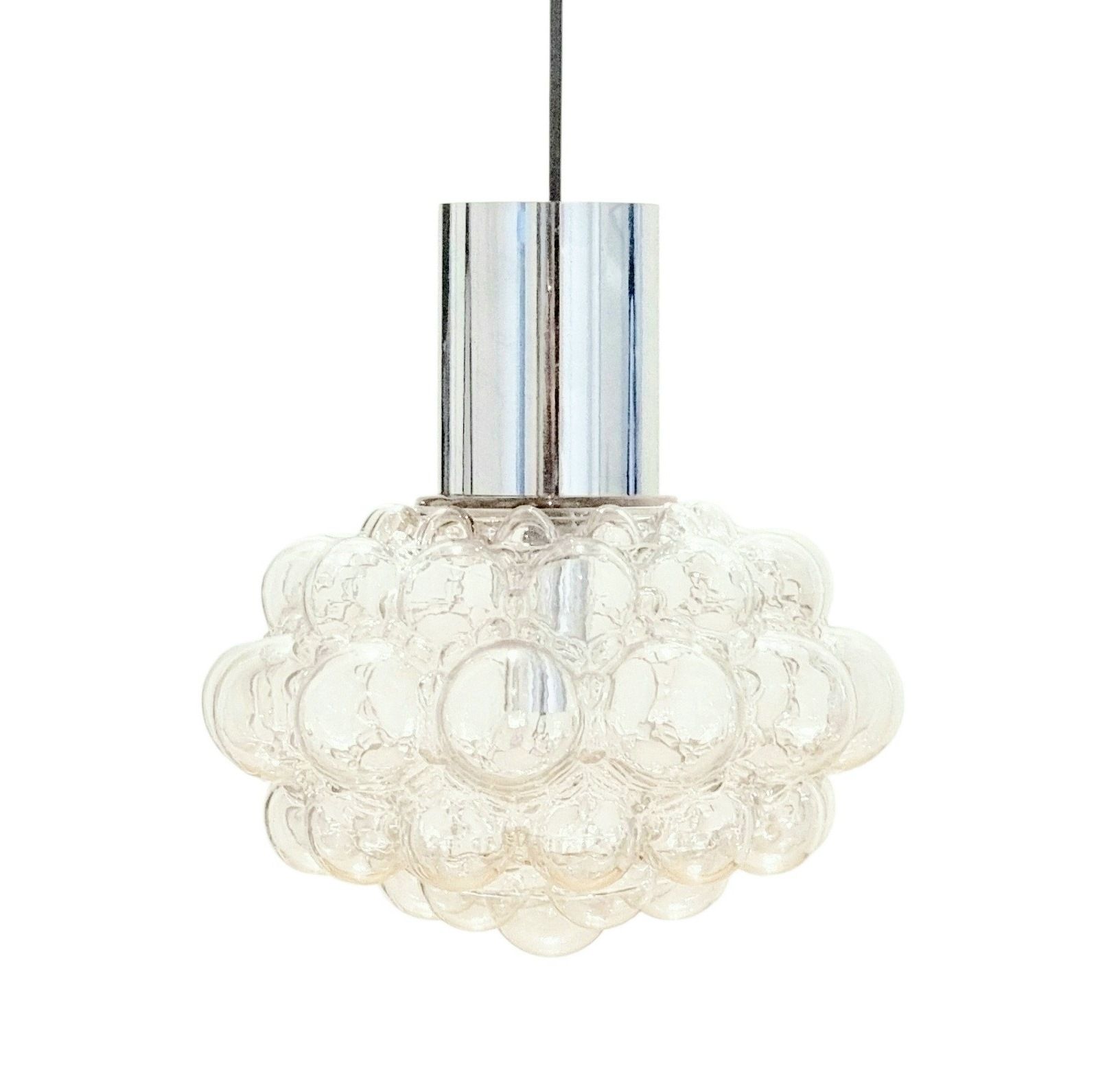 Grote Mid Century Plafondlamp Met Bellenglazuur En Chroom, Door Helena Tynell Voor Limburg, Duitsland, Jaren 1960