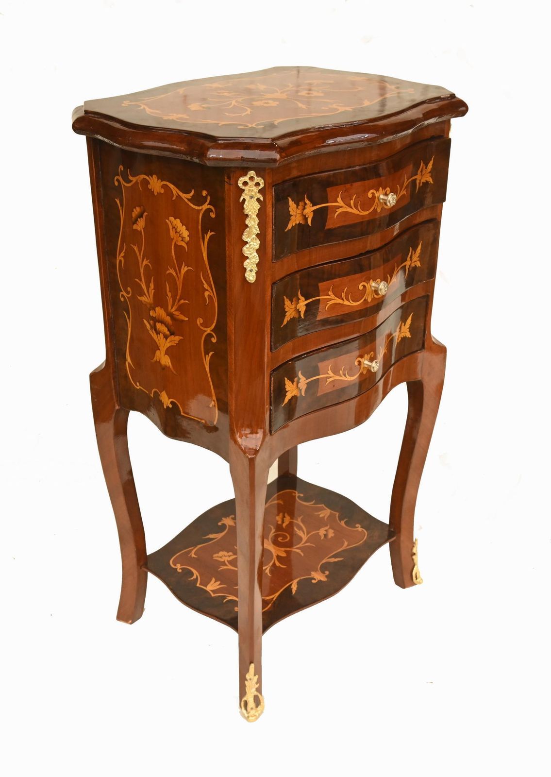 Pair French Kingwood & Marquetry Bedside Tables Louis XV Style photo 745.0