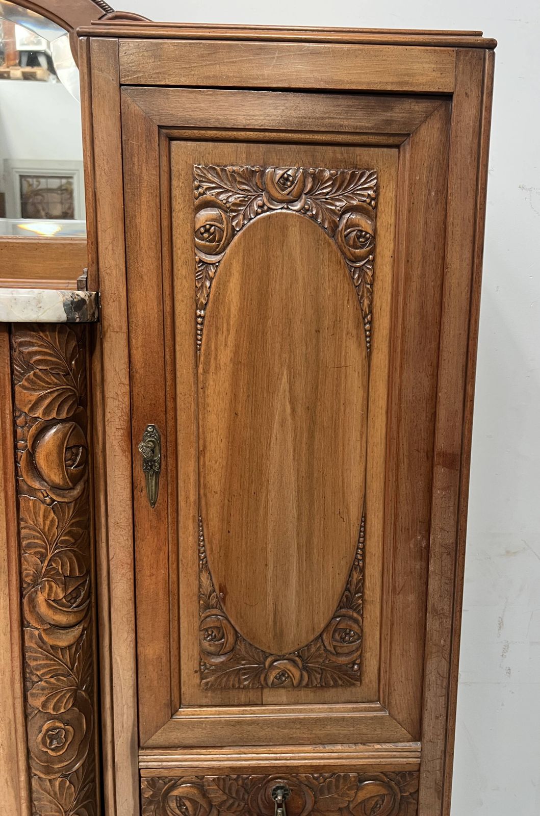 Furniture Art Deco Buffet In Solid Walnut, 20th Century. photo