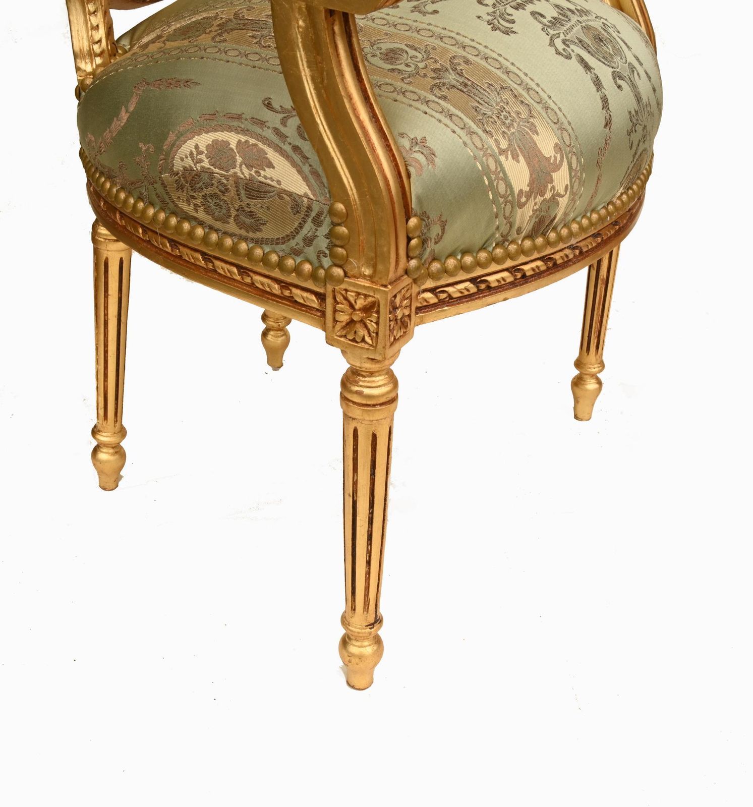 Pair French Giltwood Salon Armchairs Louis XVI Style photo buy