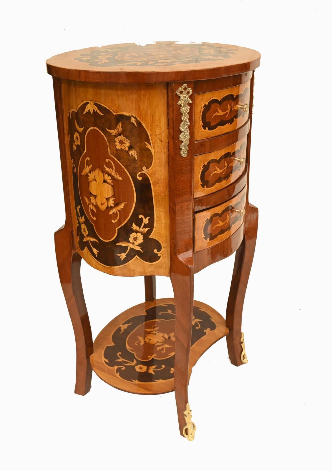 Pair French Marquetry Bedside Chests Nightstands Louis XVI Revival photo 795.0