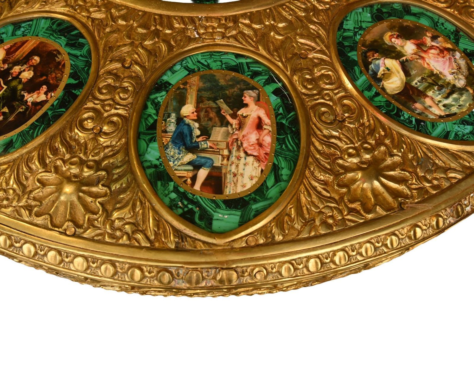Napoleon III Malachite Centre Table Painted Plaques French Revival photo for sale