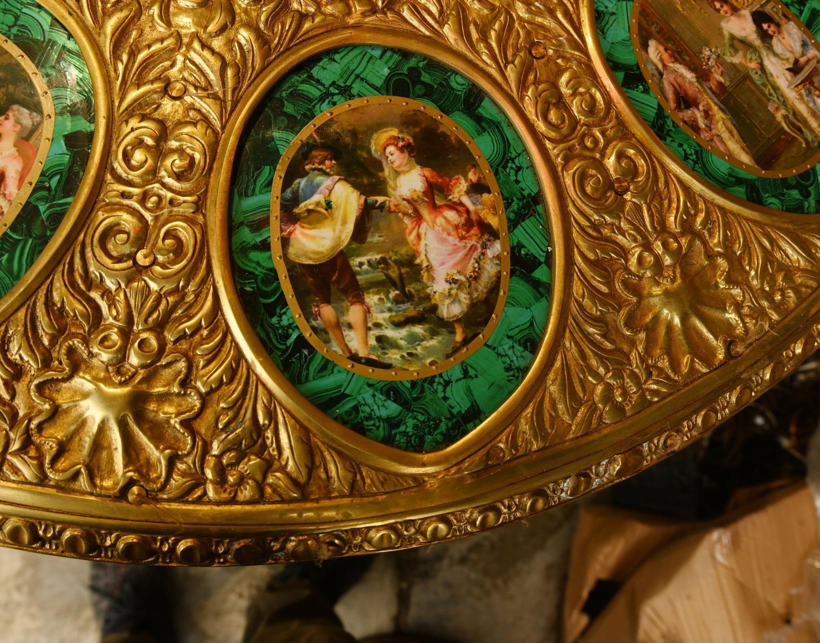 Napoleon III Malachite Centre Table Painted Plaques French Revival photo vinterior