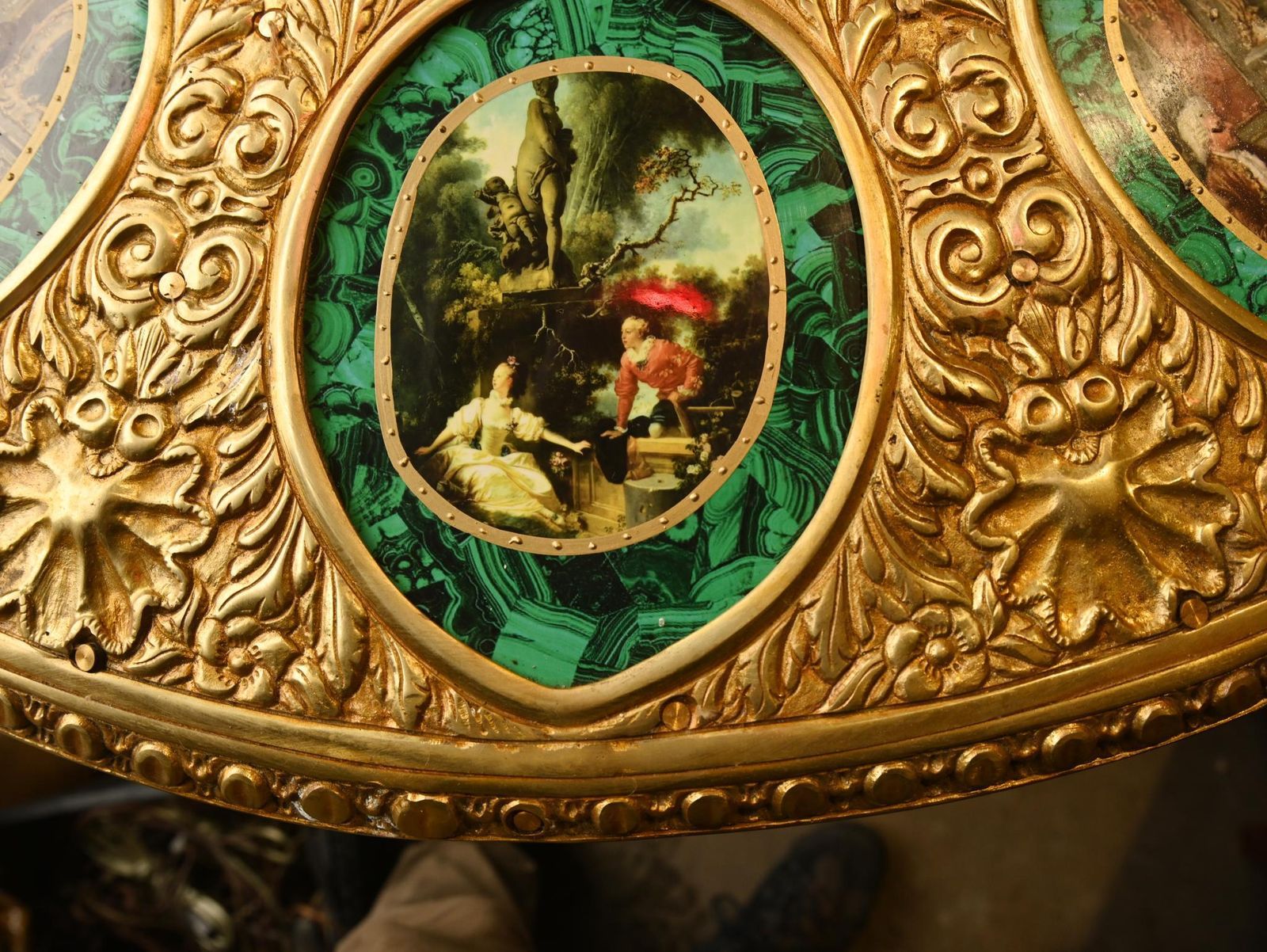 photo furniture Napoleon III Malachite Centre Table Painted Plaques French Revival