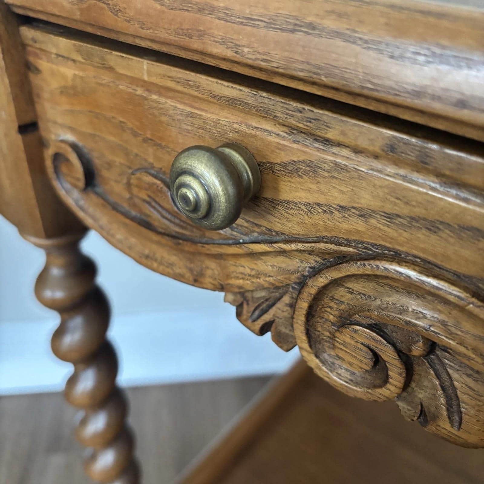 Vintage Wooden Drinks Trolley With Carved Detail, Bar Cart On Castors photo for sale