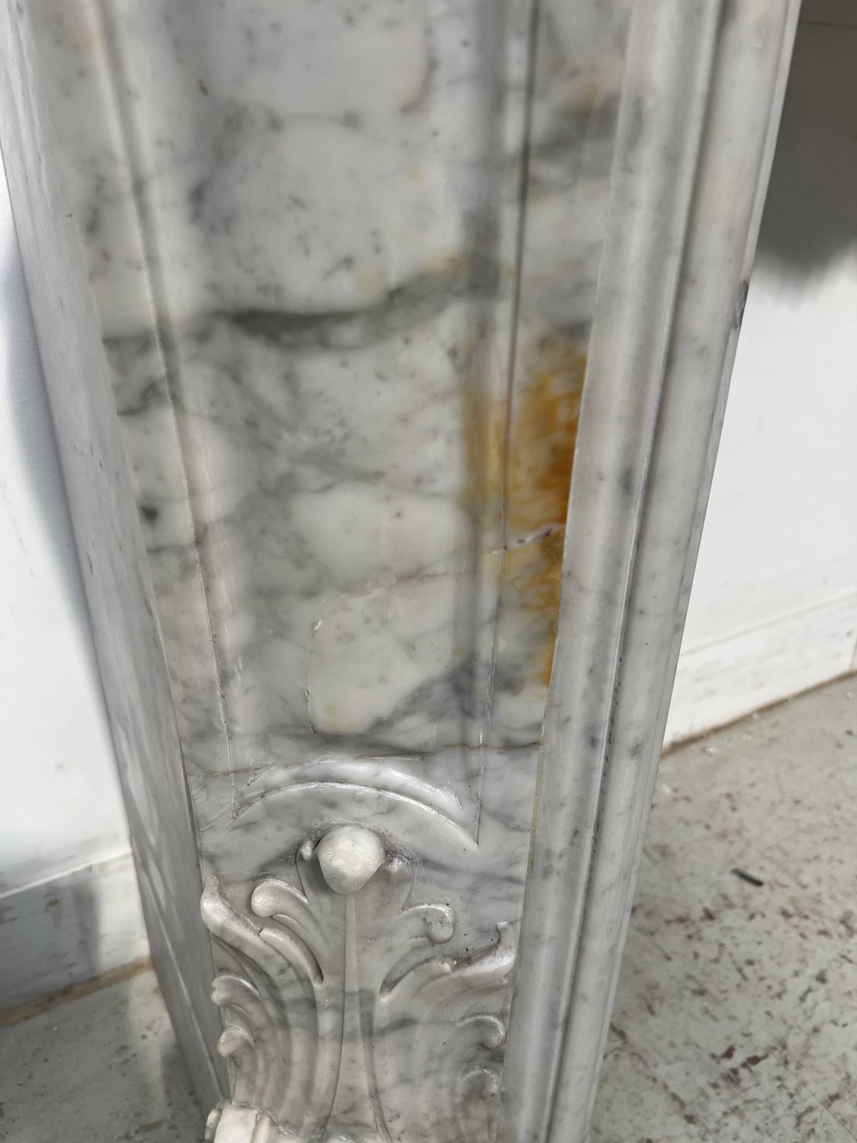 Louis XV Style White Carrara Marble Fireplace, 19th Century. photo Home Fixtures