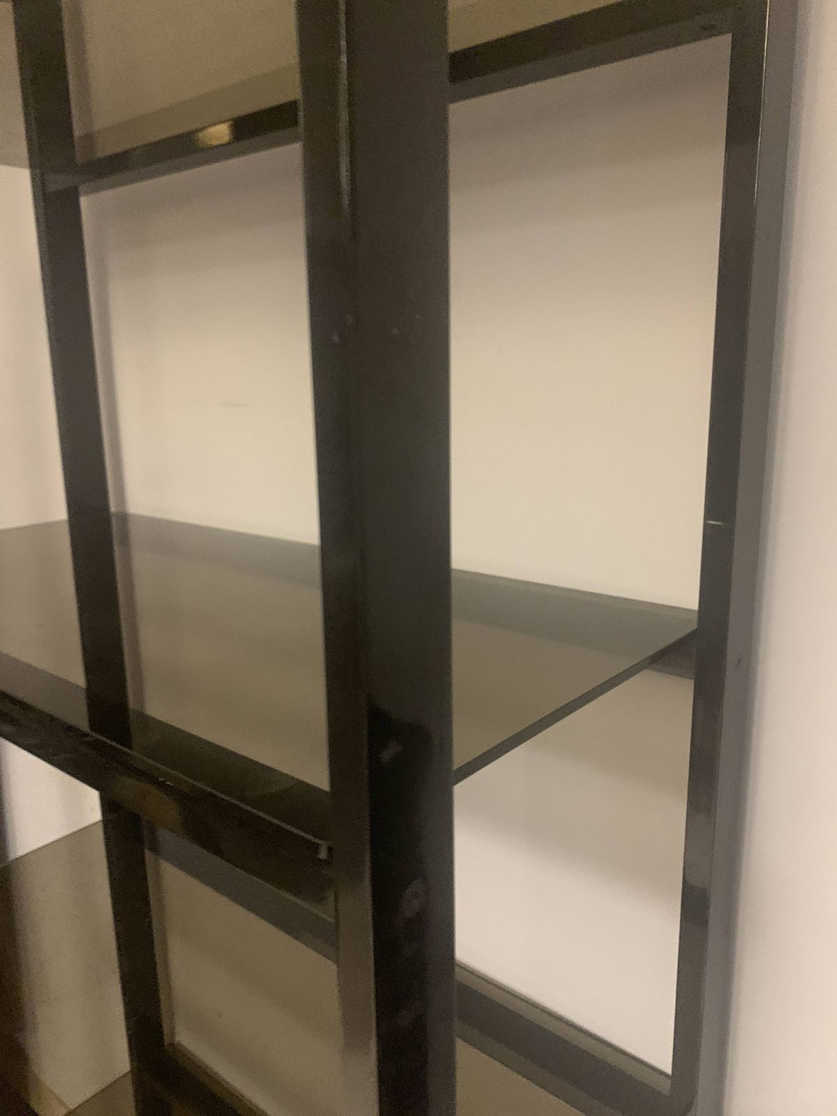 Chrome Metal And Opaque Glass Shelf 20th Century photo 947.0