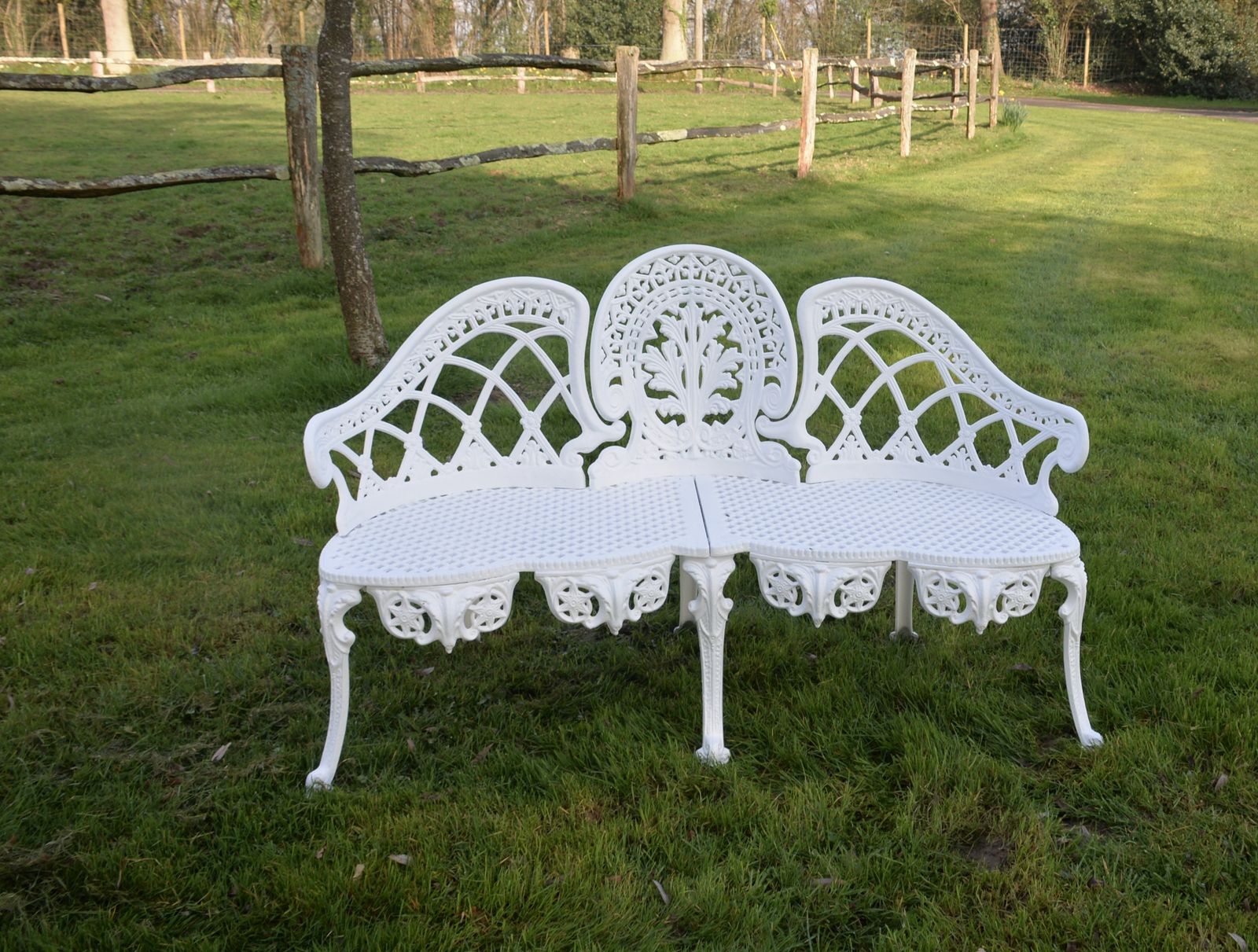Vintage Cast Aluminium Double Backed Garden Bench photo 495.0