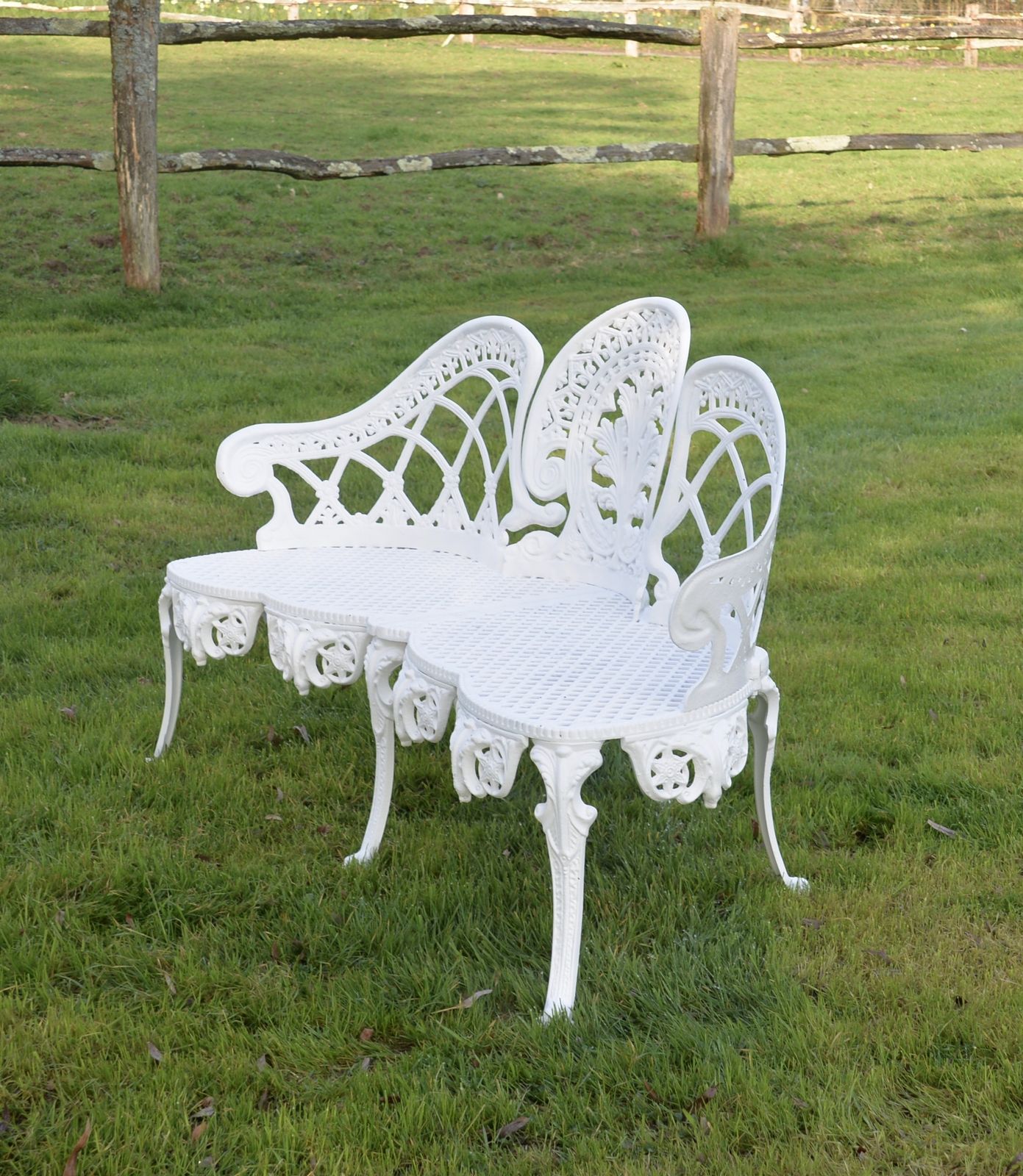 Vintage Cast Aluminium Double Backed Garden Bench photo buy