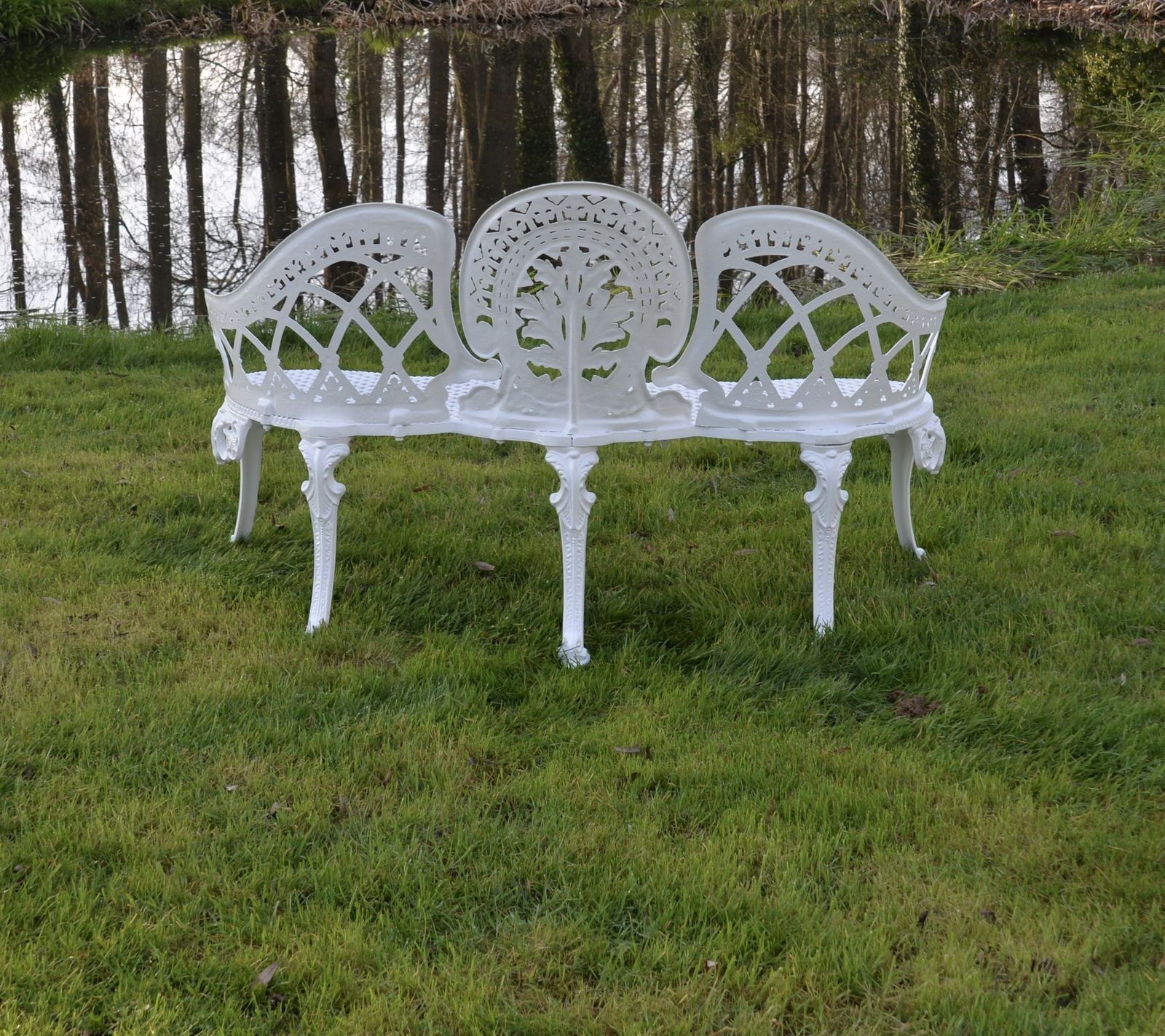 Vintage Cast Aluminium Double Backed Garden Bench photo vintage