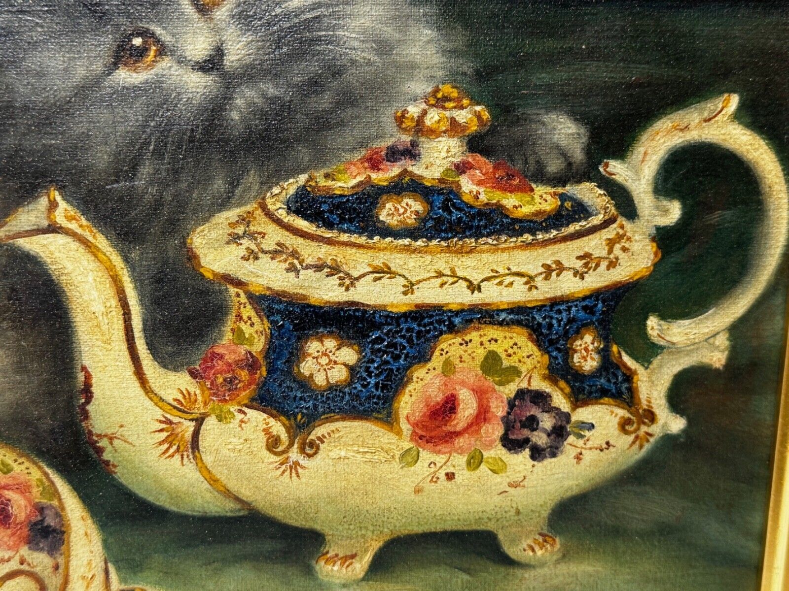 Art Masterpiece Painting: Persian Kittens Playing Tea Party Signed By Agnes Augusta Talboys Rwa (British, 1863–1940) photo