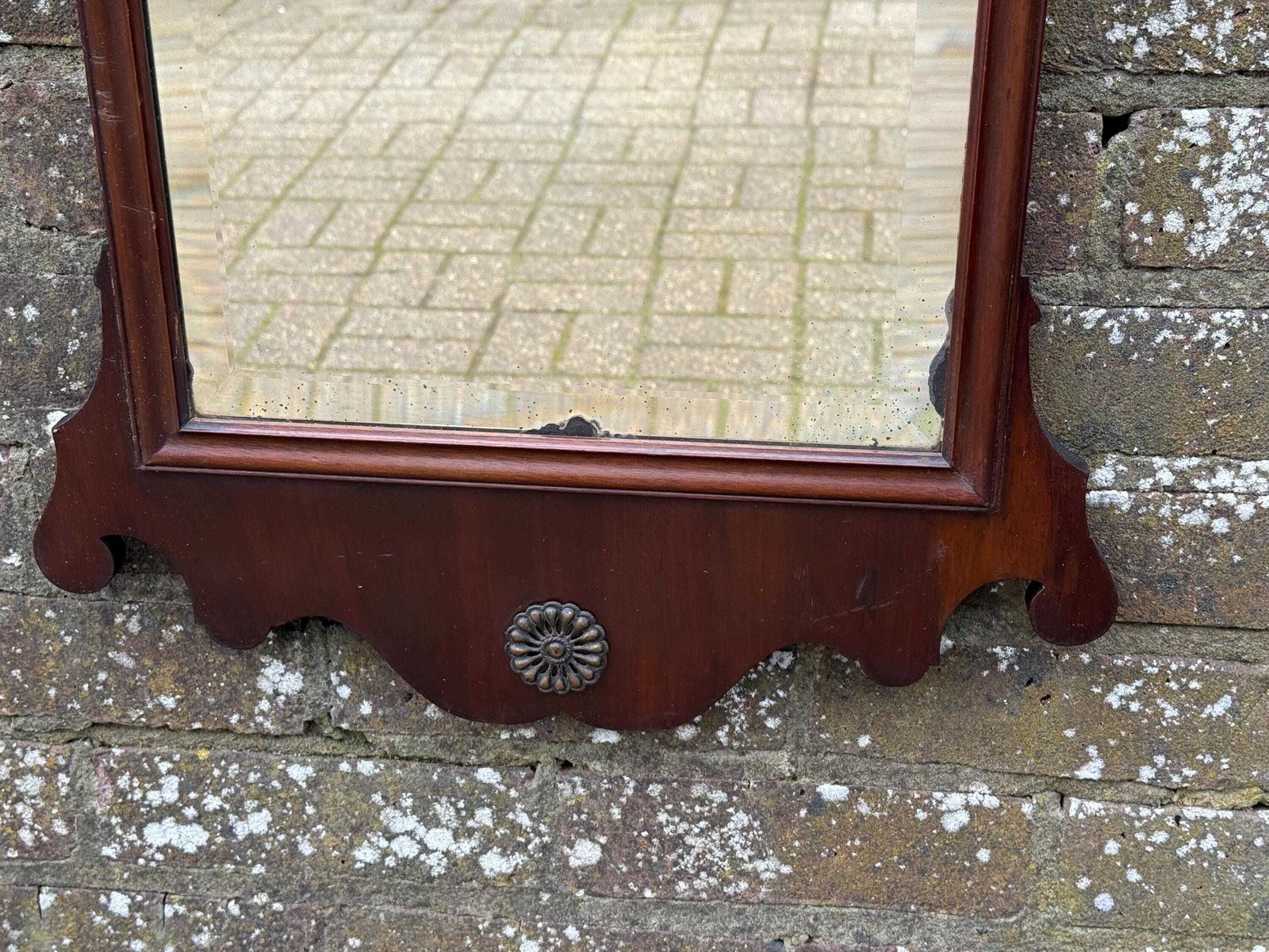Vintage Mahogany Chippendale Style Wall Mirror Georgian Revival Late Victorian Decor photo 195.0