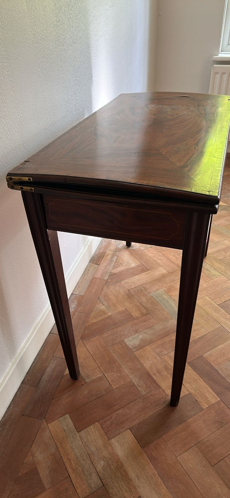 An Antique George III Mahogany Fold Over Card Or Bridge Table photo for sale