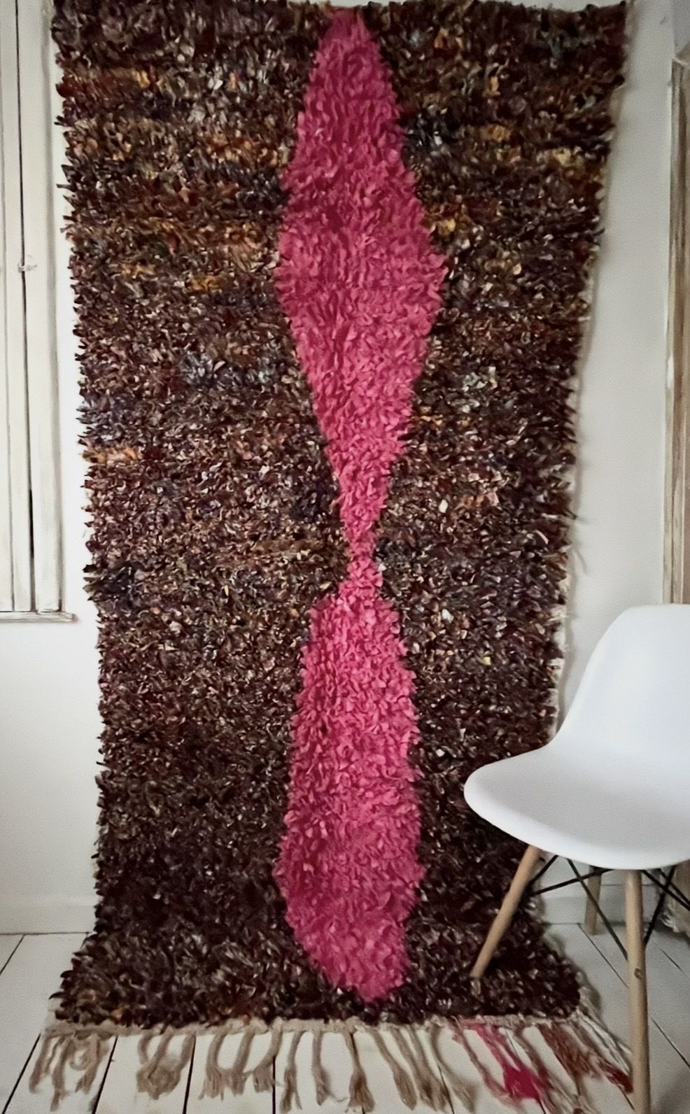 Vintage Moroccan Boucherouite Rug 142 X 238 Cm Berber Carpet photo Textiles