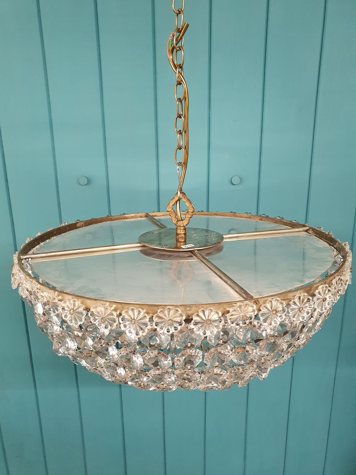 Cut Glass Crystal Antique Bag Chandelier 18" photo vinterior