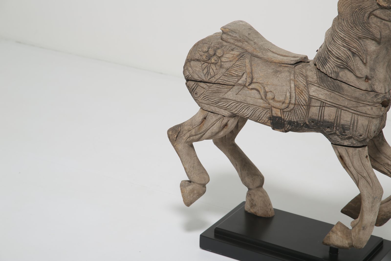 photo buy 19th Century Antique Carved Wood Carnival Carousel Horse On Plinth