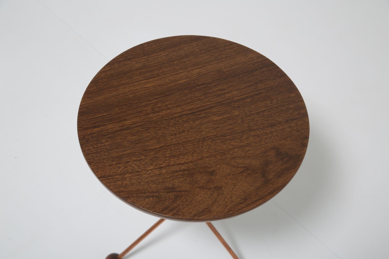 Albert Larsson For Tibro: Mid Century Tripod Side Table In Teak & Copper, Sweden, 1950s photo 595.0