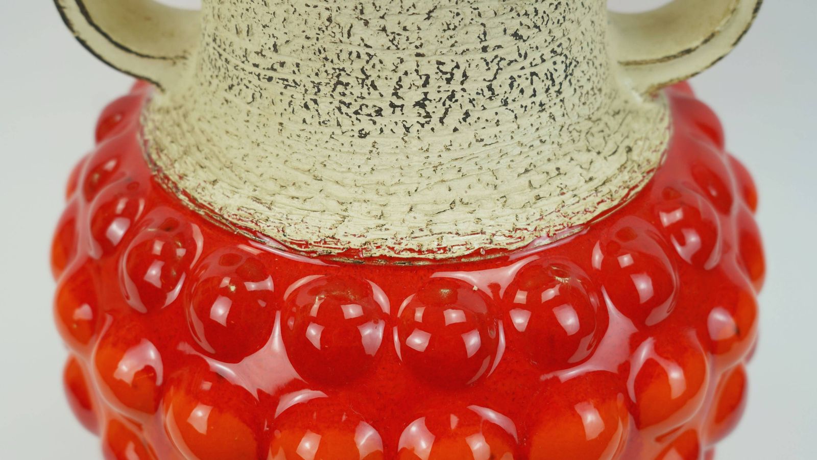 photo furniture 1960s Bay Ceramic Floor Vase, Red And Orange Bubble Decoration, Model 65 45