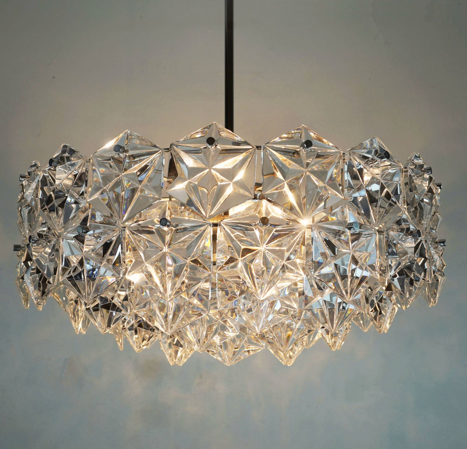 Kinkeldey Chandelier In Glass And Chrome With 66 Prisms, 1960s photo 1649.0