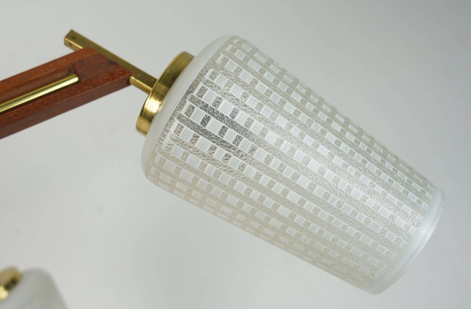 1960s Mid Century Sputnik 8 Light Chandelier Teak Brass Glass Ceiling Light photo vinterior