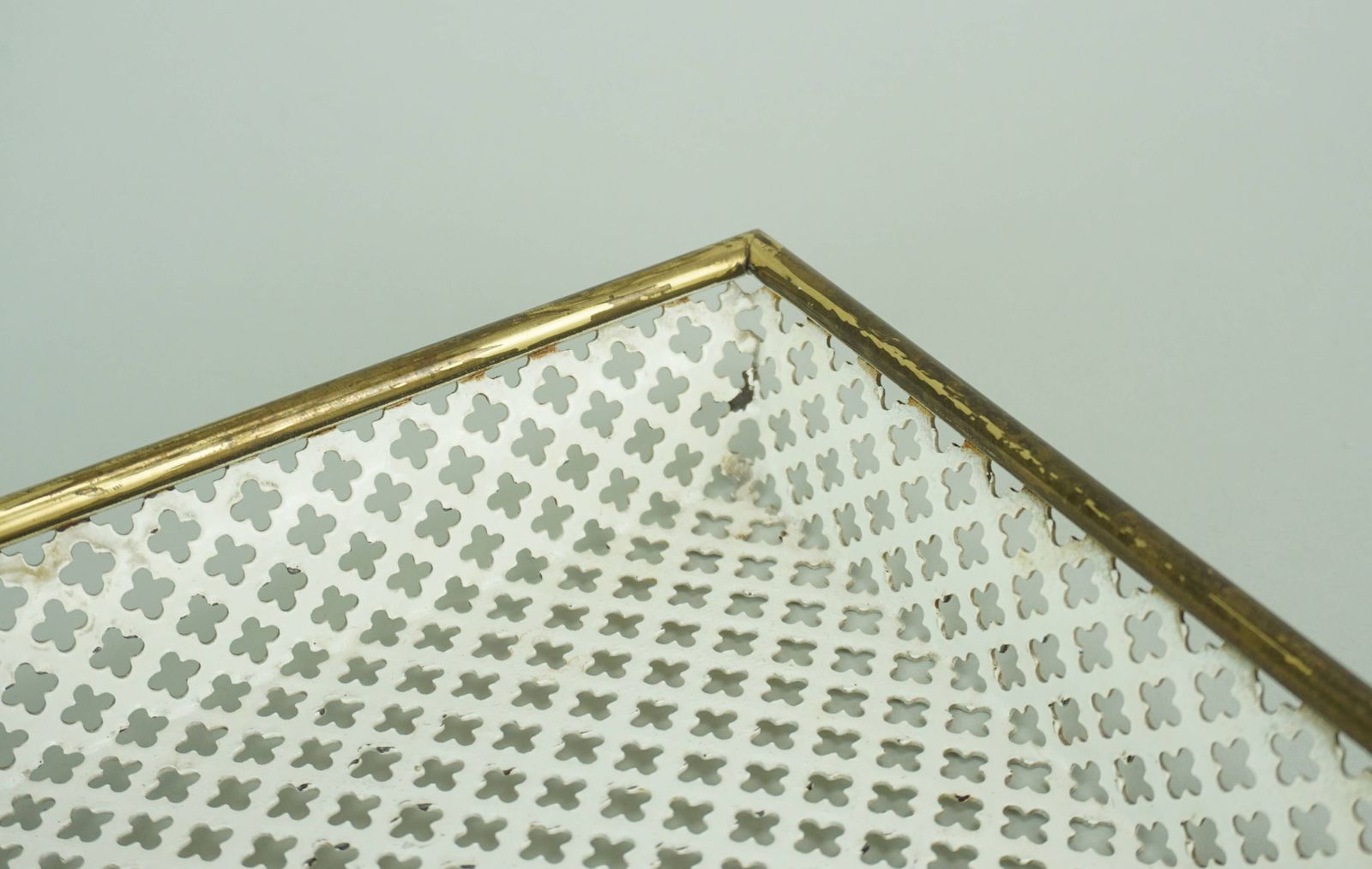 Vintage Tray, Perforated Metal And Brass, Attr. To Mathieu Matégot 50s photo vinterior