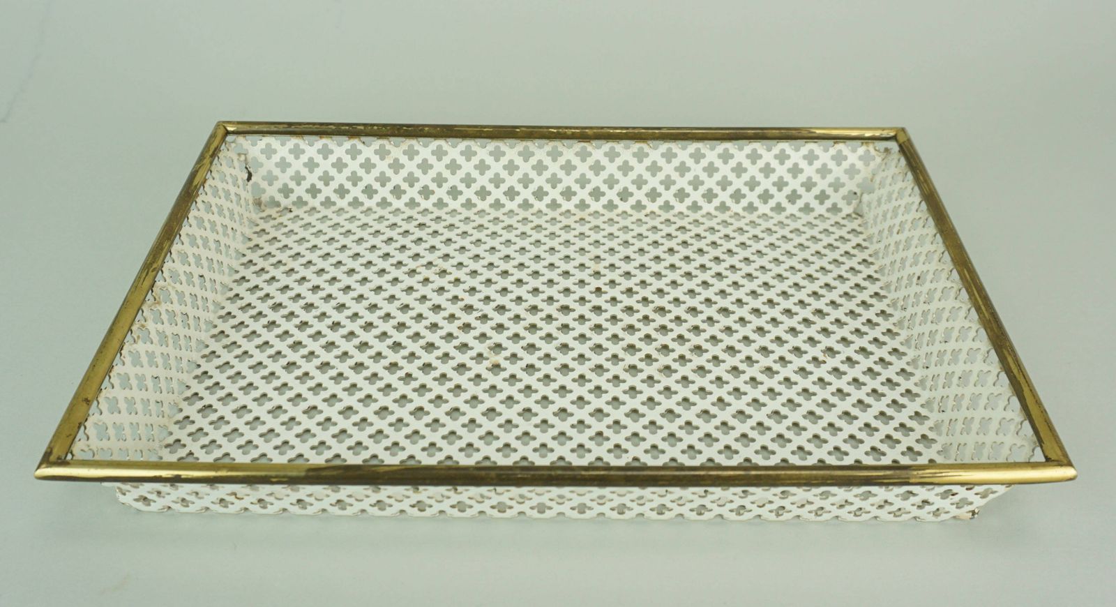 photo vintage Vintage Tray, Perforated Metal And Brass, Attr. To Mathieu Matégot 50s