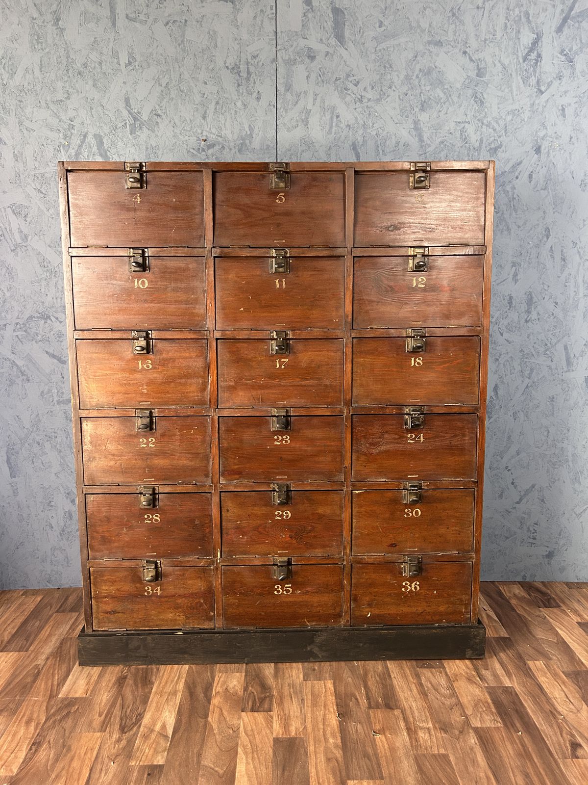 Early 20th Century Coal Mine Pigeon Hole Bank Of Drawers Apothecary Haberdashery photo vintage