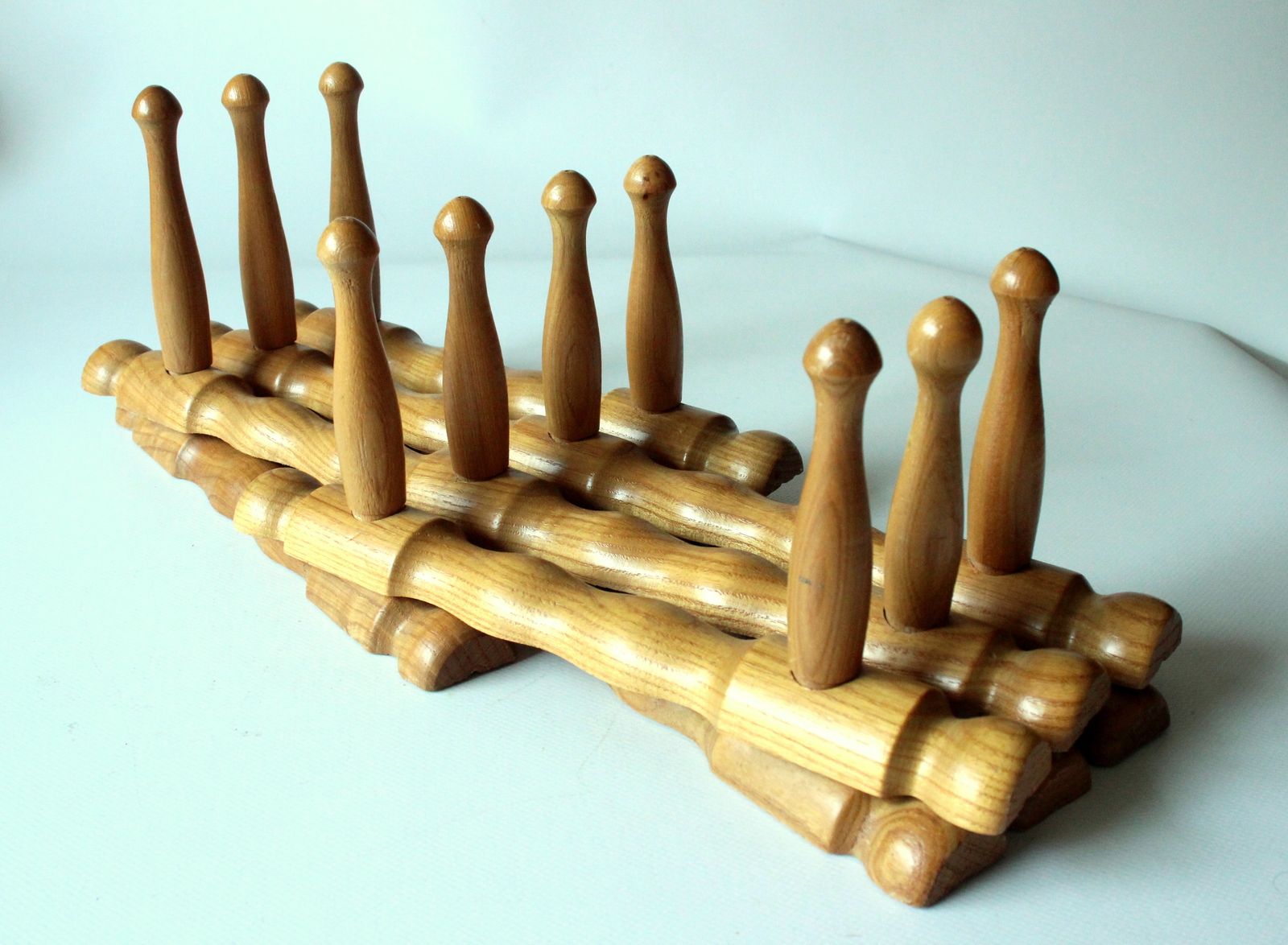Extendable Wooden Wall Mounted Coat Rack With 10 Hooks   Vintage From The 70s photo furniture