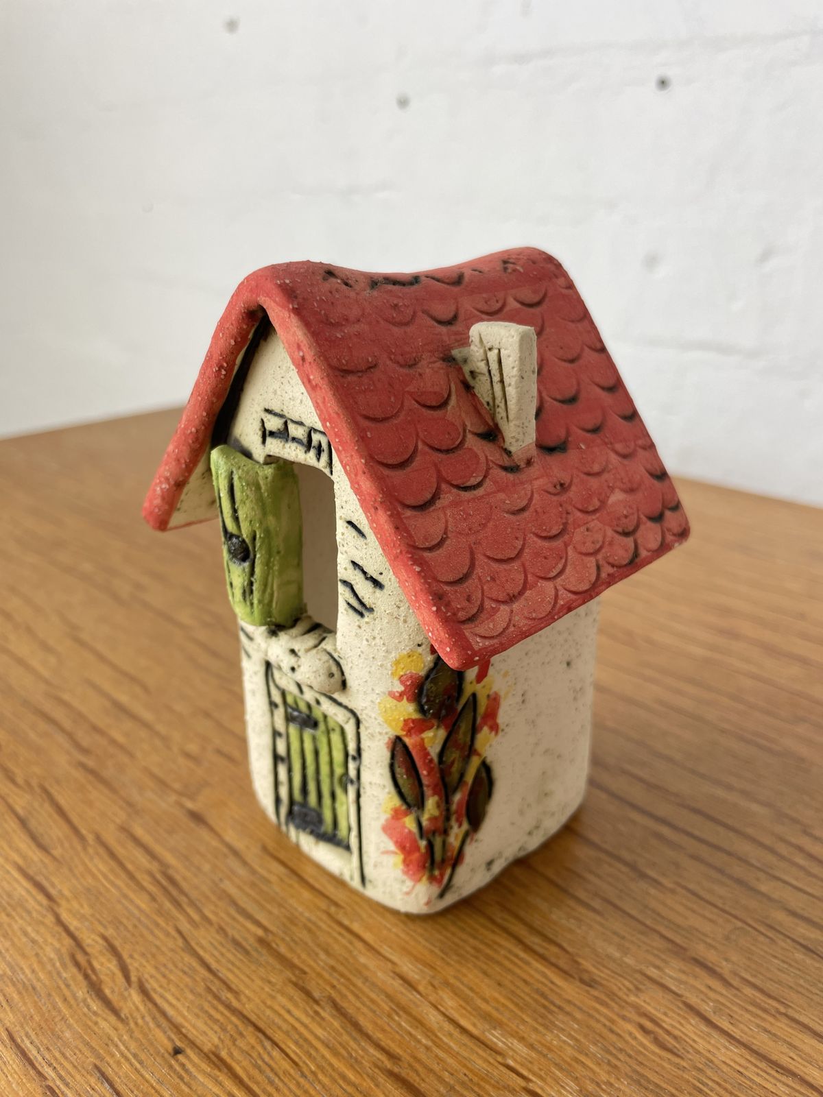 Set Of 3 Handmade Stoneware House Lanterns | Tealight Candle Holders | Decorative Ceramic Lighting photo vintage