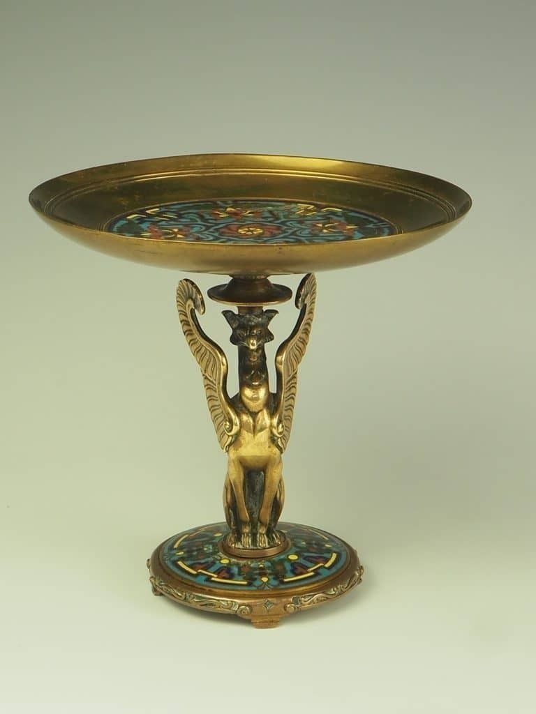 19th Century Ferdinand Barbedienne Gilt Bronze And Cloisonné Enamel Tazza Dish photo for sale