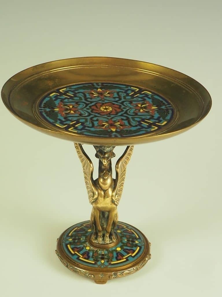 photo furniture 19th Century Ferdinand Barbedienne Gilt Bronze And Cloisonné Enamel Tazza Dish