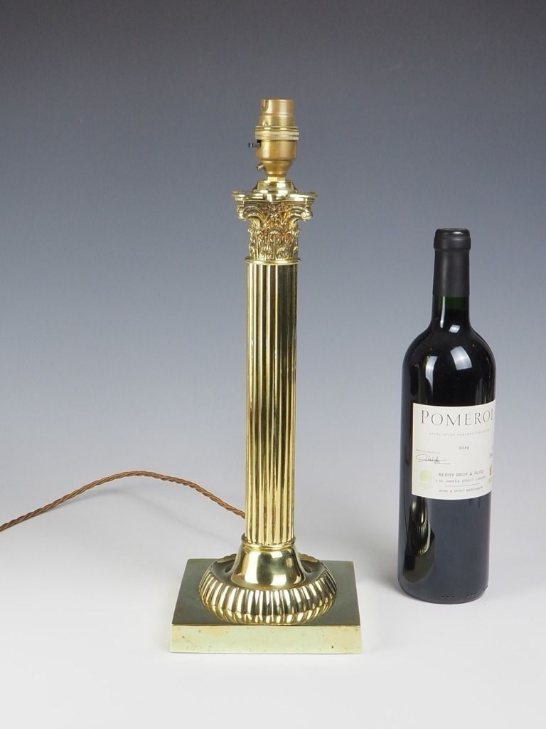 19th Century Brass Corinthian Table Lamp photo for sale