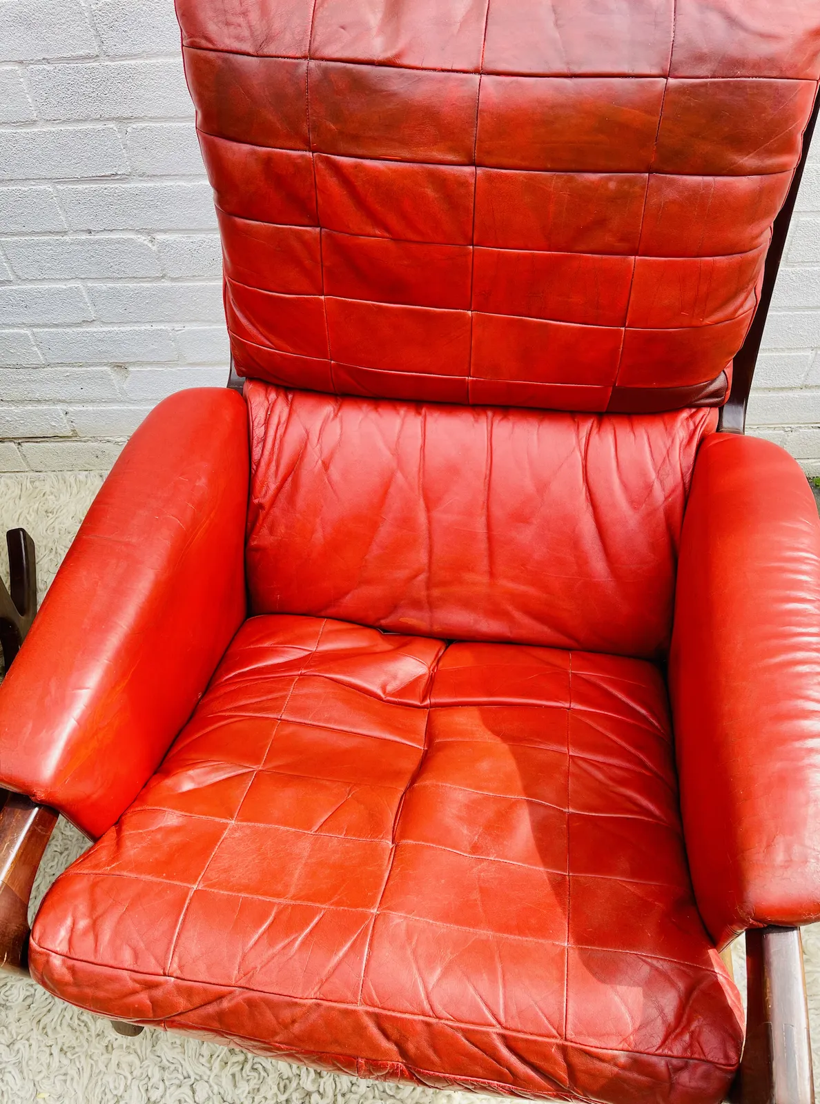 Folke Ohlsson Gimson & Slater Mid Century Danish Red Leather Rocking Chair Pair photo 395.0