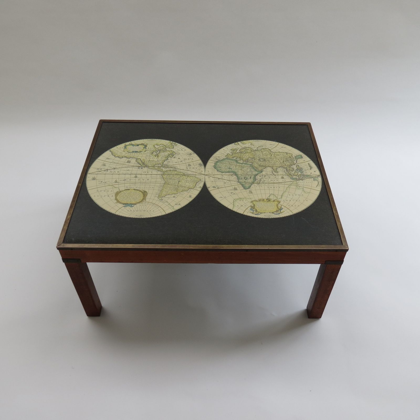1970s Maison Jansen Campaign Style Coffee Table World Map photo furniture