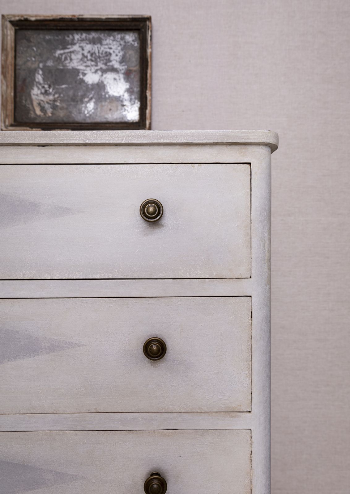 Edwardian Chest Of Drawers   Later Hand Painted In Aged Old White photo Furniture
